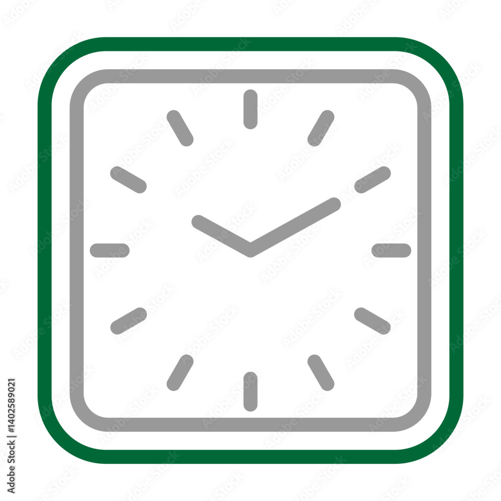 Clock Vector Line Dark Green Grey Icon Design Clock Vector Line Dark Green Grey Icon Design