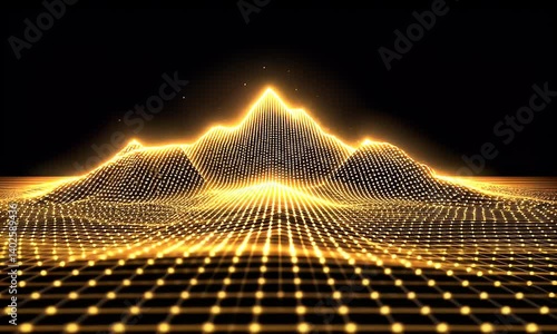 Wallpaper Mural Golden digital mountain range.  Abstract graphical representation of a landscape formed by interconnected golden lines and points Torontodigital.ca