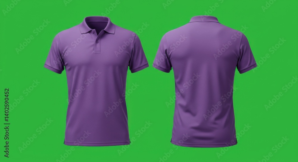 Purple polo shirt front and back views apparel product mockup Purple polo shirt front and back views apparel product mockup
