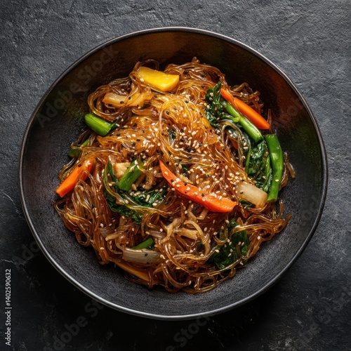 Korean Japchae: Glass Noodles with Vegetables