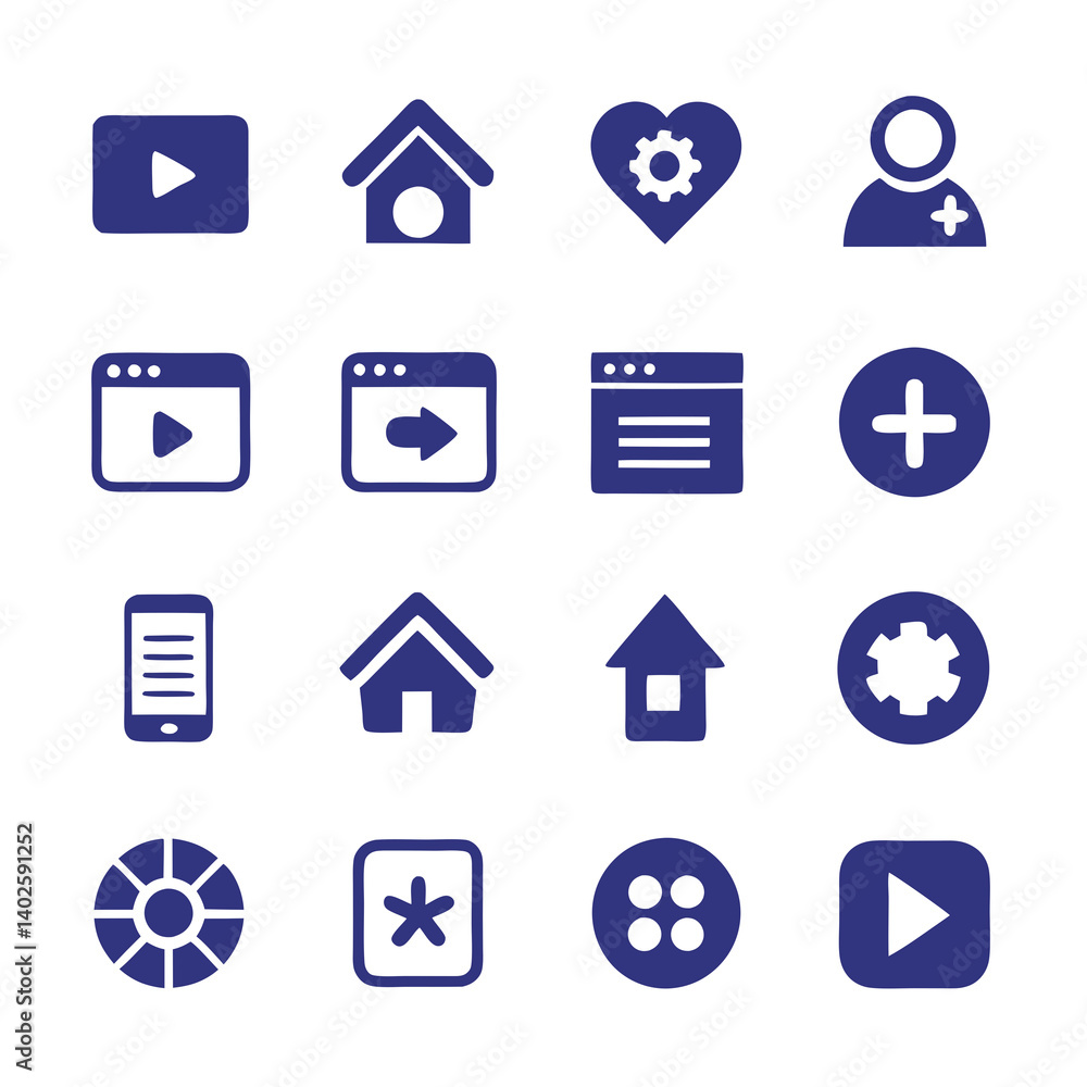 Collection of assorted blue user interface vector icons Collection of assorted blue user interface vector icons