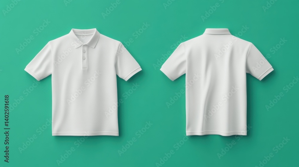 Fototapeta premium White polo shirt front and back view blank template design