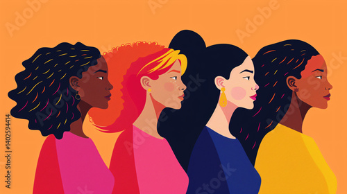 Images showcasing gender equality initiatives, women's empowerment, feminist activism, gender equity in the workplace, and women's rights advocacy, promoting inclusivity and fairness