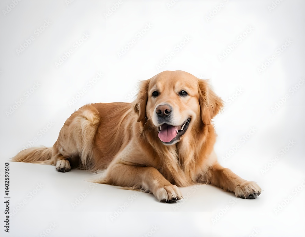 Happy Golden Retriever Dog Lying Down Happy Golden Retriever Dog Lying Down