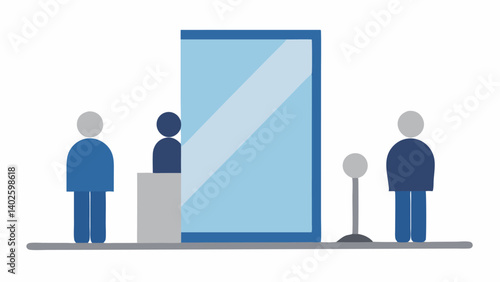 Mirror Placement An image showing a large mirror positioned at an accessible height with a broad view for people in both standing and seated positions.