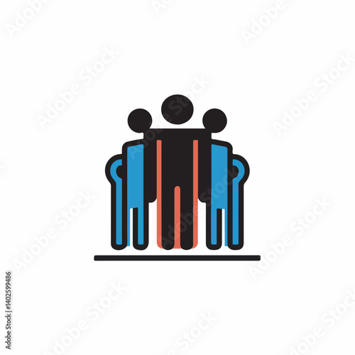 Team icon displays leadership supporting members together graphic
