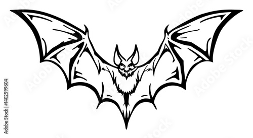 black and white svg vector, Halloween bat icon