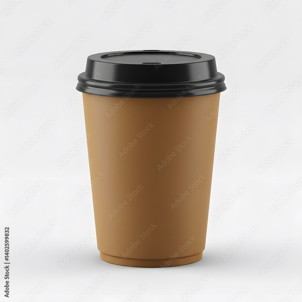 Brown paper cup with black lid isolated on white Brown paper cup with black lid isolated on white