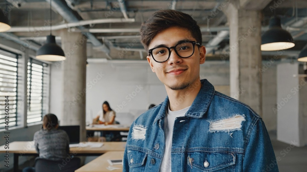 Young man in a modern office environment