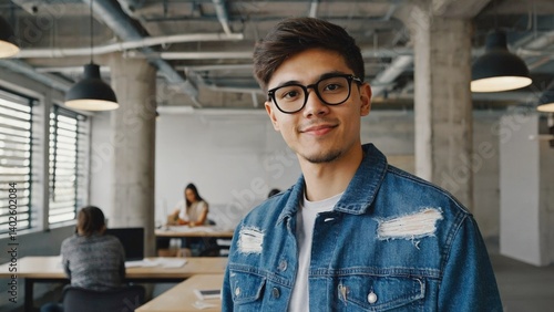 Obraz na płótnie Young man in a modern office environment w salonie
