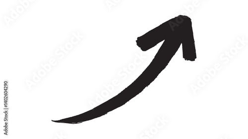 手描きの曲がった矢印上向き