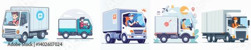 Vector of a truck driver.