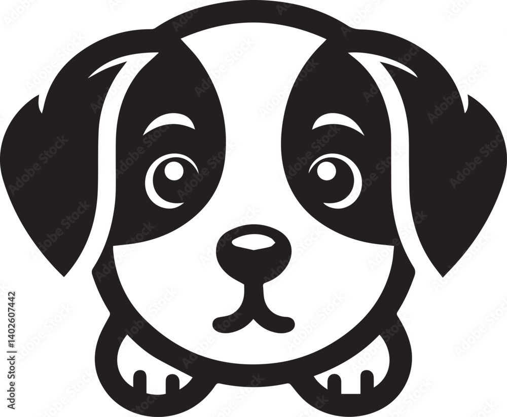Naklejka premium Black & White Puppy Dog Vector