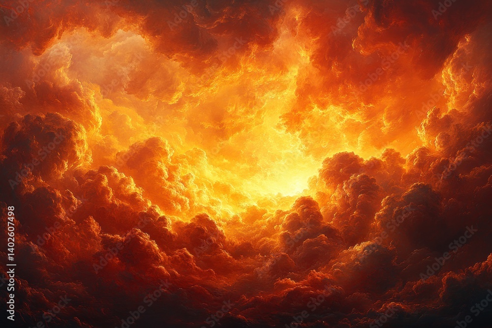 Dramatic Fiery Sunset Sky with Chiaroscuro Swirling Clouds in Florida Landscape Dramatic Fiery Sunset Sky with Chiaroscuro Swirling Clouds in Florida Landscape