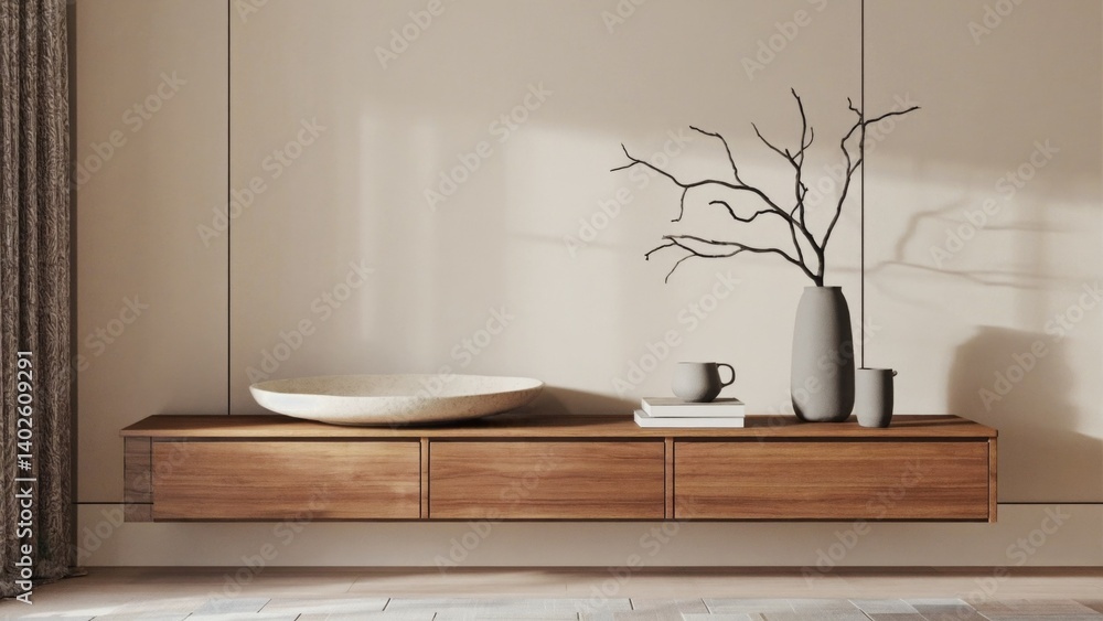Sleek, natural wood coffee table with geometric design.