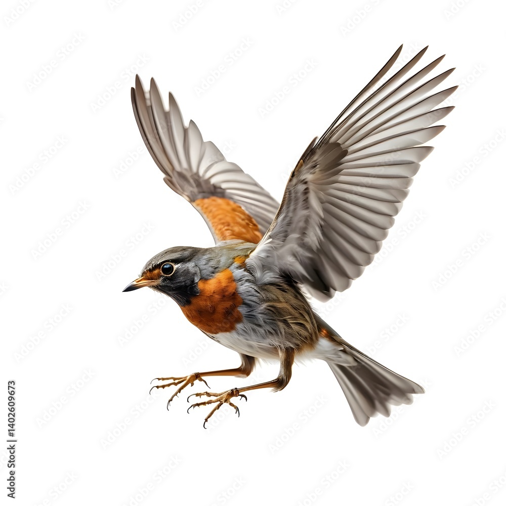 Obraz premium European Robin in Flight