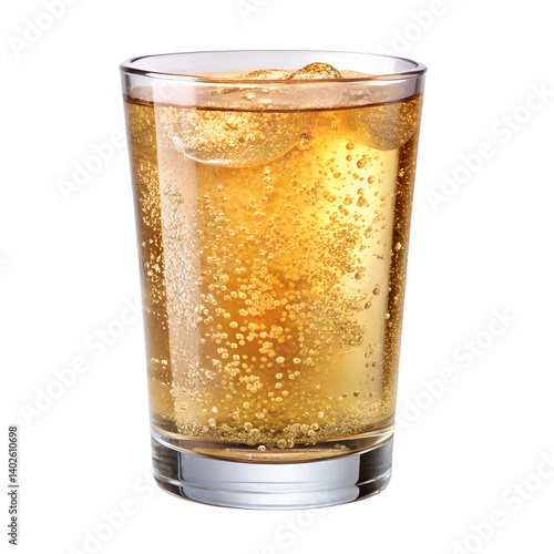 Refreshing ginger ale drink isolated on transparent background.