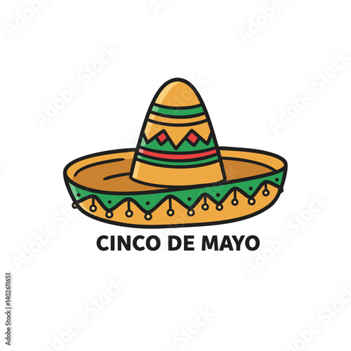 Ícono de sombrero con el texto 'Cinco de Mayo' - icon sombrero Mexican hat with the text