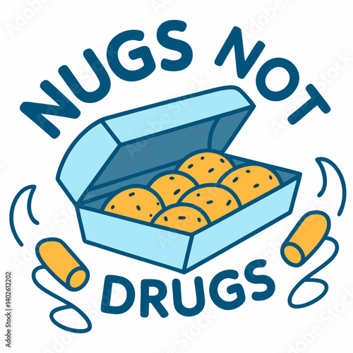 Funny Chicken Nuggets Cartoon Nugs Not Drugs Meme Food Illustration