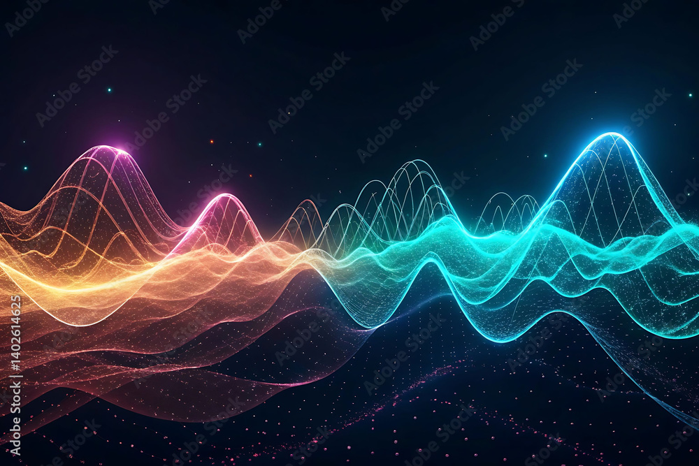 Obraz premium Abstract digital wave patterns in vibrant colors