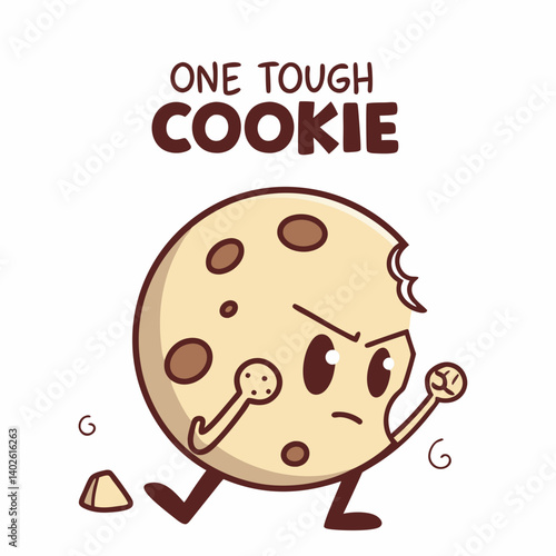 Cartoon Tough Cookie Funny Boxing Cookie Character with Bite Mark
