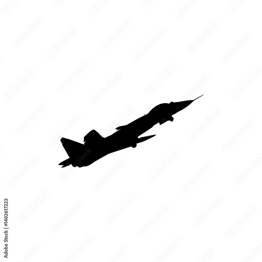 Silhouette of the Jet Fighter, Fighter aircraft are military aircraft designed primarily for air-to-air combat. Vector Illustration Silhouette of the Jet Fighter, Fighter aircraft are military aircraft designed primarily for air-to-air combat. Vector Illustration