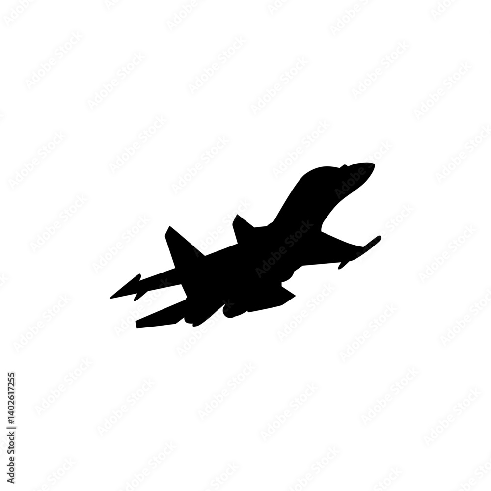 Silhouette of the Jet Fighter, Fighter aircraft are military aircraft designed primarily for air-to-air combat. Vector Illustration Silhouette of the Jet Fighter, Fighter aircraft are military aircraft designed primarily for air-to-air combat. Vector Illustration