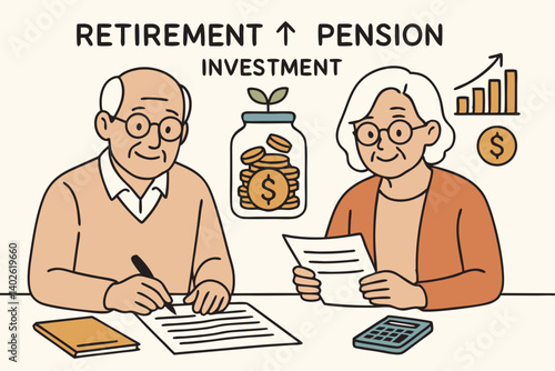 Senior Couple Planning Secure Financial Future with Retirement Savings and Pension Investment Strategy, Financial Freedom Concept with Money Growth and Wealth Management for Elderly