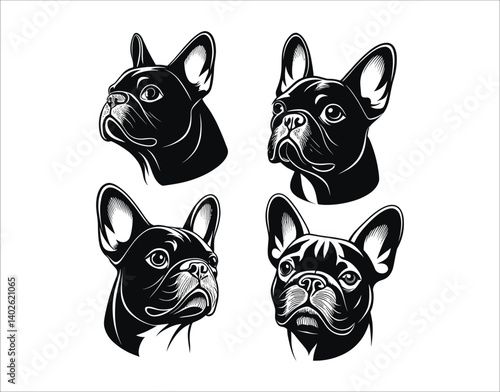 French Bulldog Face Front View Silhouette