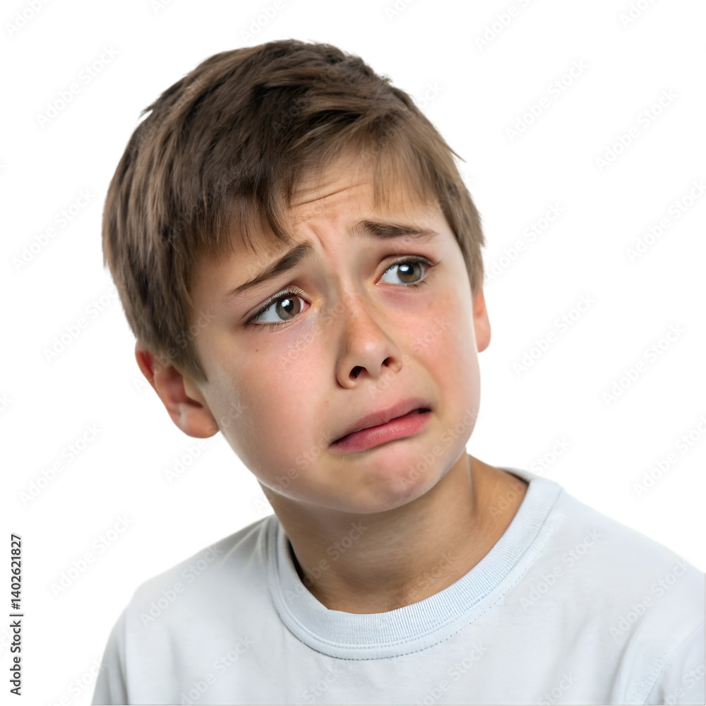 Sad child isolated on transparent background Sad child isolated on transparent background