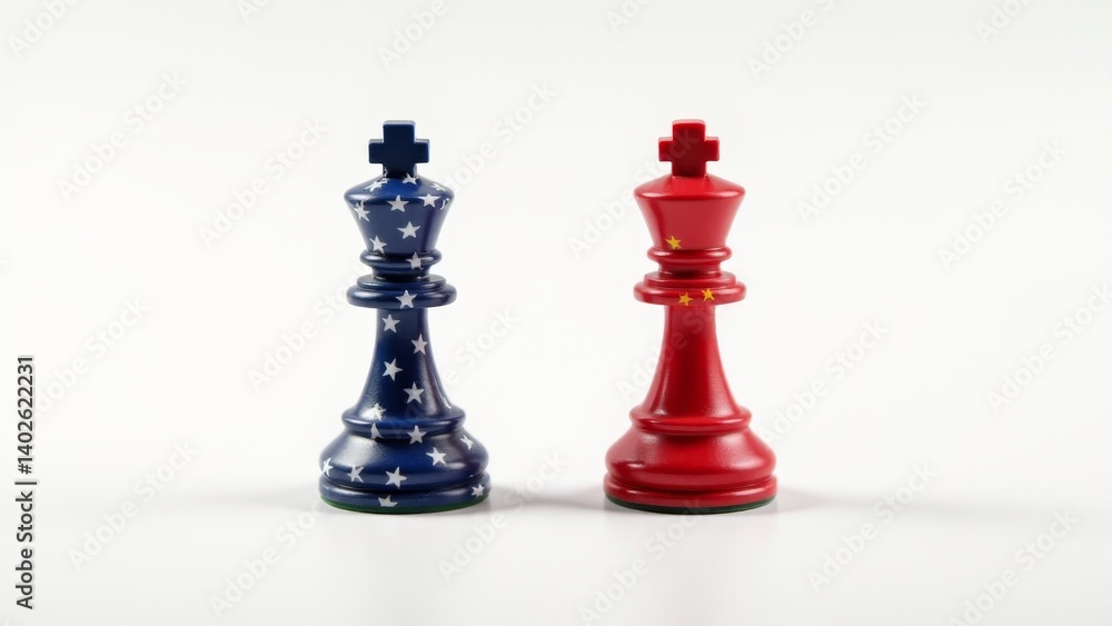 Obraz premium Red And Blue Chess Kings - Politics