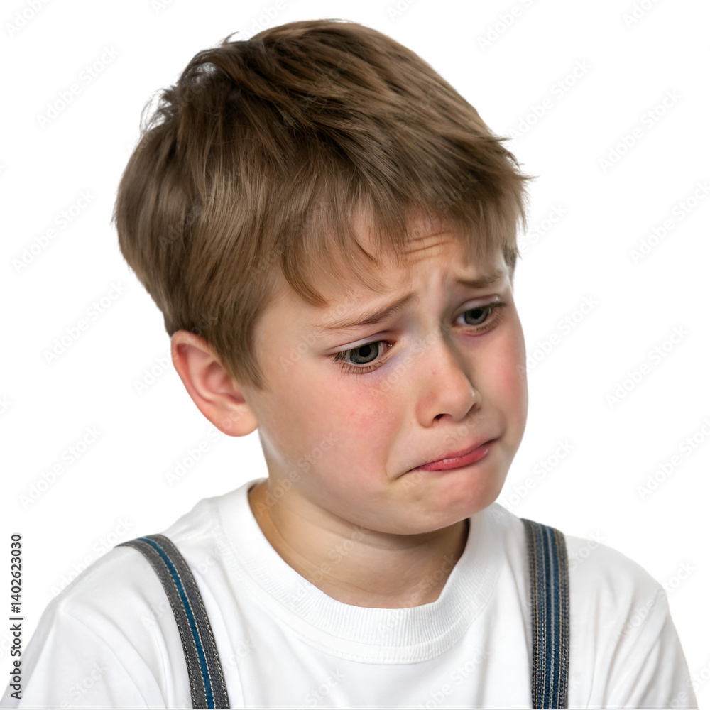 Sad child isolated on transparent background Sad child isolated on transparent background