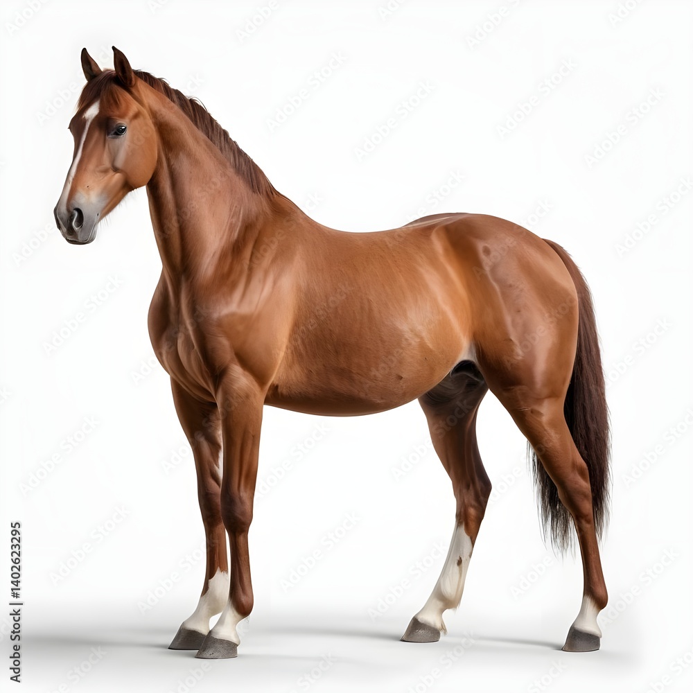 Obraz premium Chestnut Horse Standing, Profile View