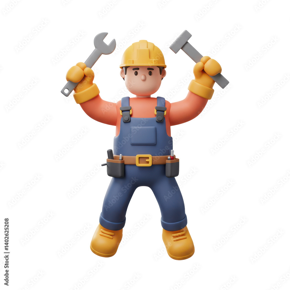 Happy Labour Day 3D Character isolated background 11