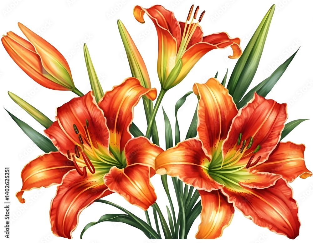Fototapeta premium Vibrant Orange Lilies Bouquet