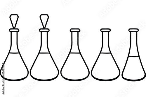 erlenmeyer flask line art scientific laboratory glassware illustration