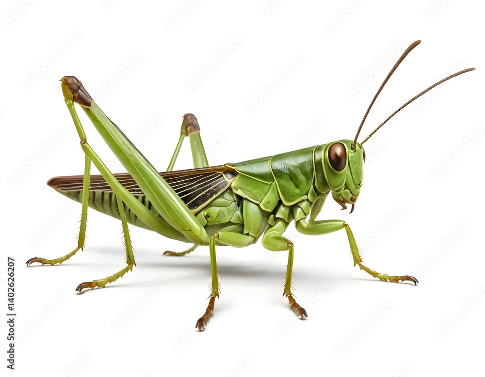 Green Grasshopper Isolated on White Green Grasshopper Isolated on White