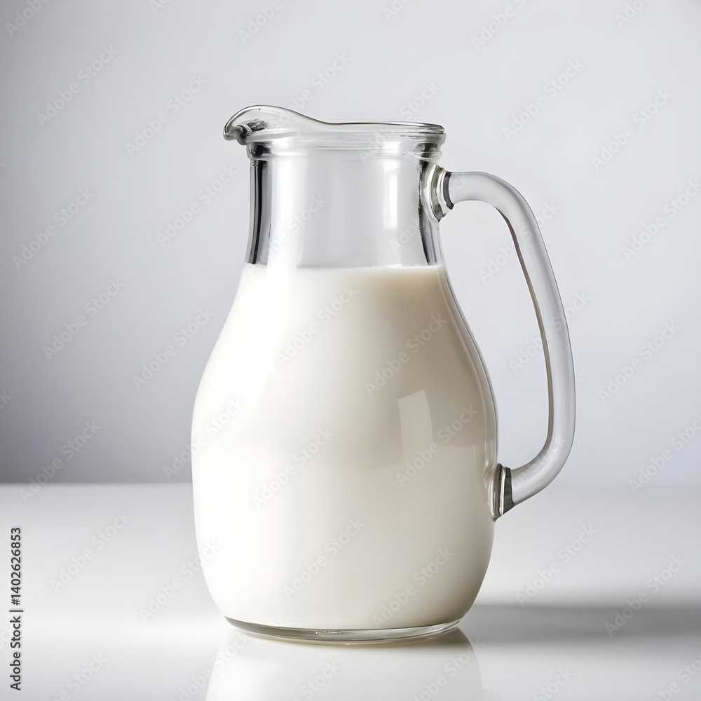 Glass Pitcher of Milk Glass Pitcher of Milk