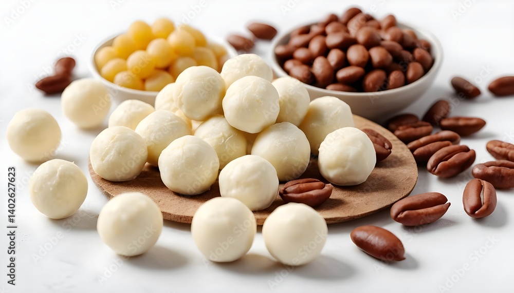 Delicious White Chocolate Truffles with Assorted Nuts Delicious White Chocolate Truffles with Assorted Nuts