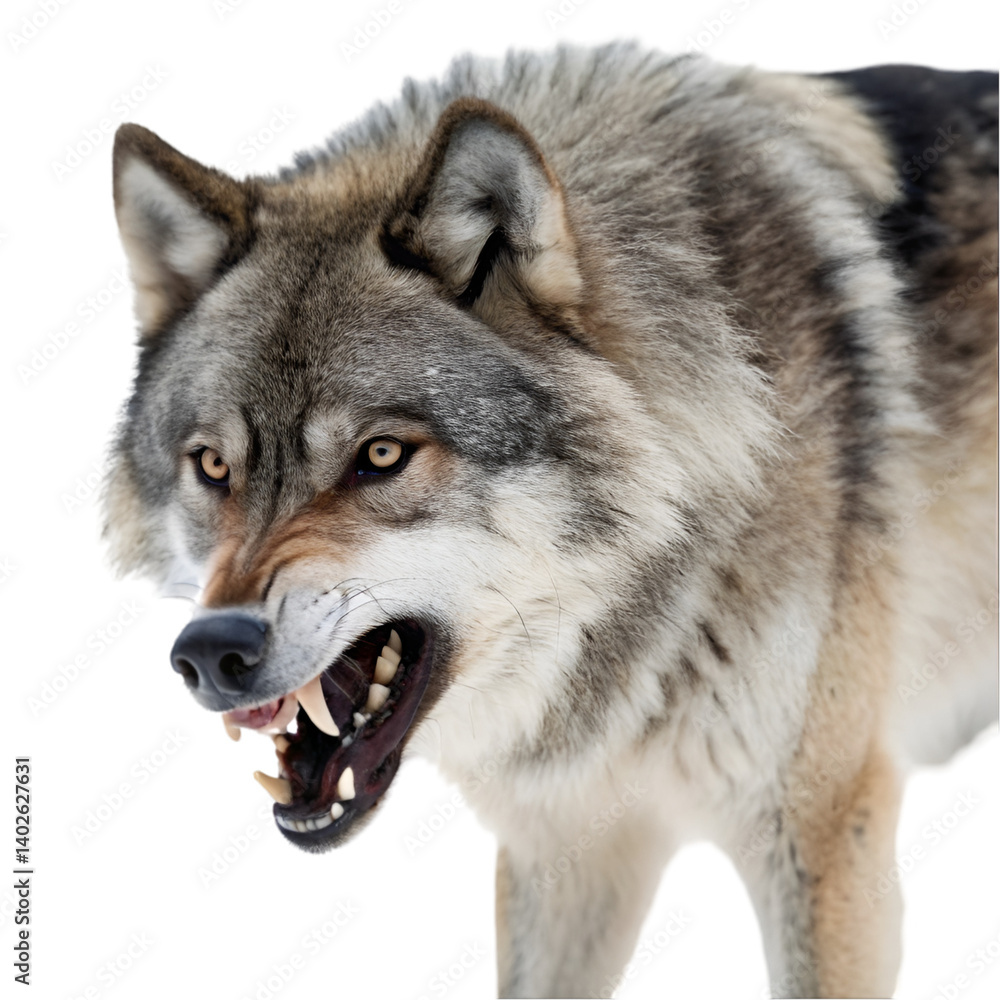 Fototapeta premium Scary wolf isolated on transparent background