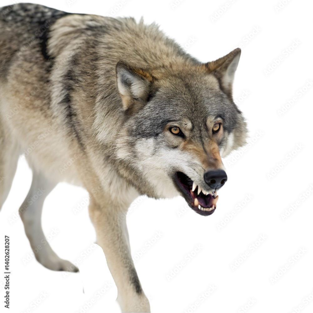 Obraz premium Scary wolf isolated on transparent background