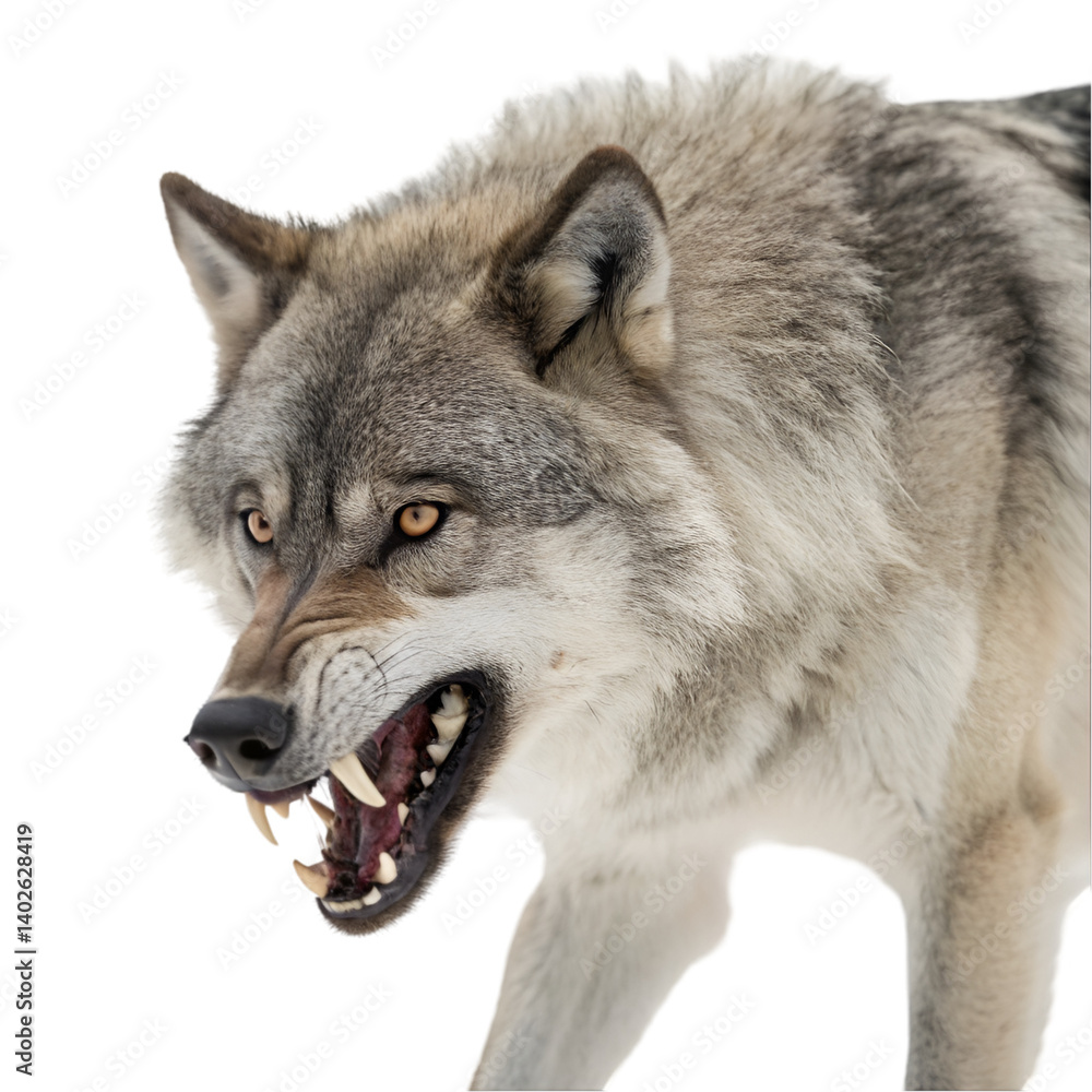 Fototapeta premium Scary wolf isolated on transparent background