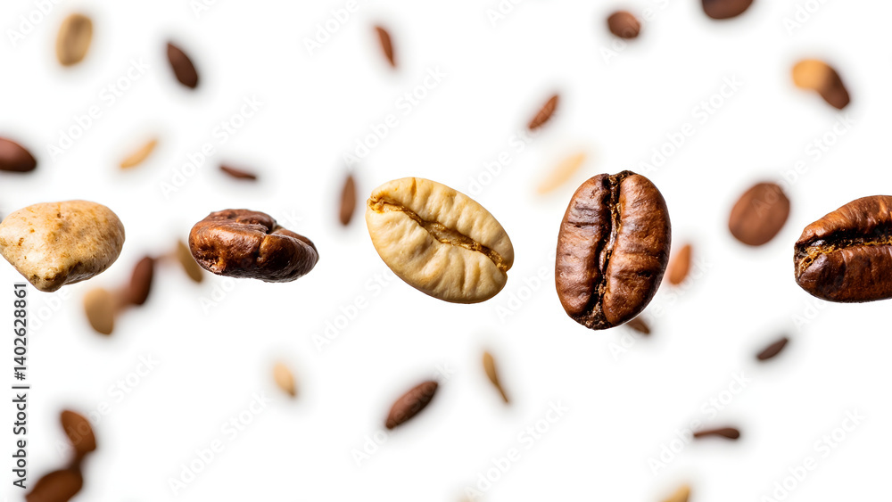 Floating Coffee Beans in Motion Floating Coffee Beans in Motion