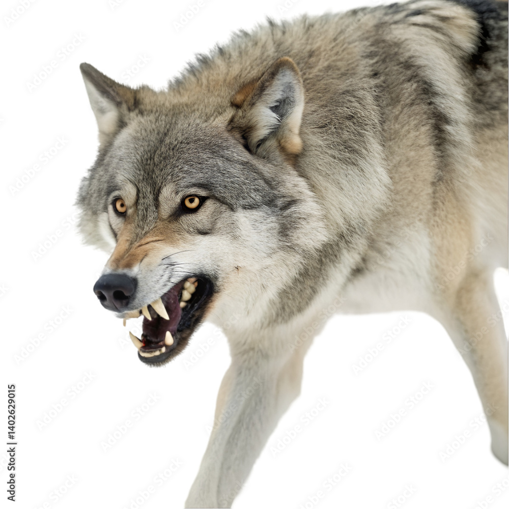 Fototapeta premium Scary wolf isolated on transparent background
