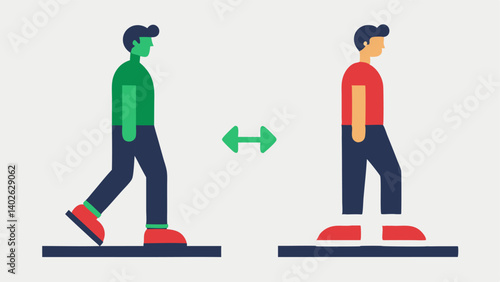 Performance Comparison A sidebyside edit of two people wearing smart shoes one with data indicators showing a correct gait and the other with a correction suggestion.