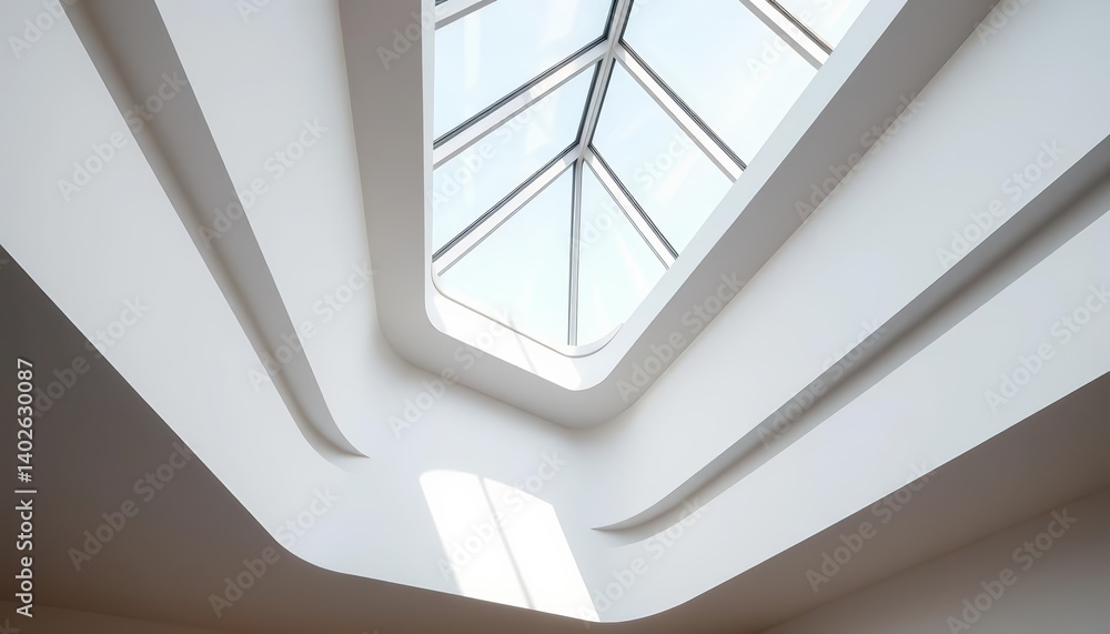 Obraz premium Clean lines, geometric skylight pattern, minimalist interior, modern design, wall