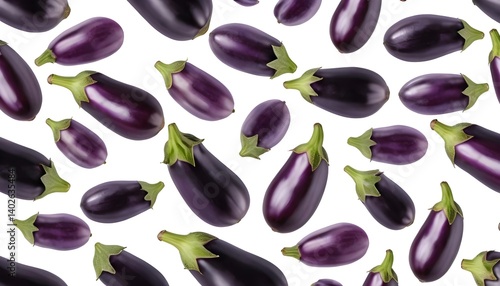 Fresh Eggplants Seamless Pattern