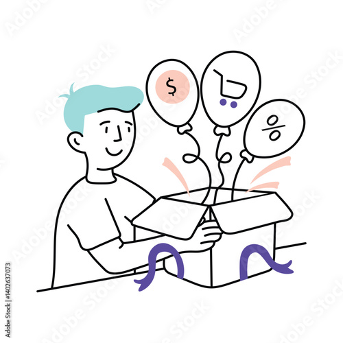 Gift hamper vector colored minimal illustration. EPS 10 file