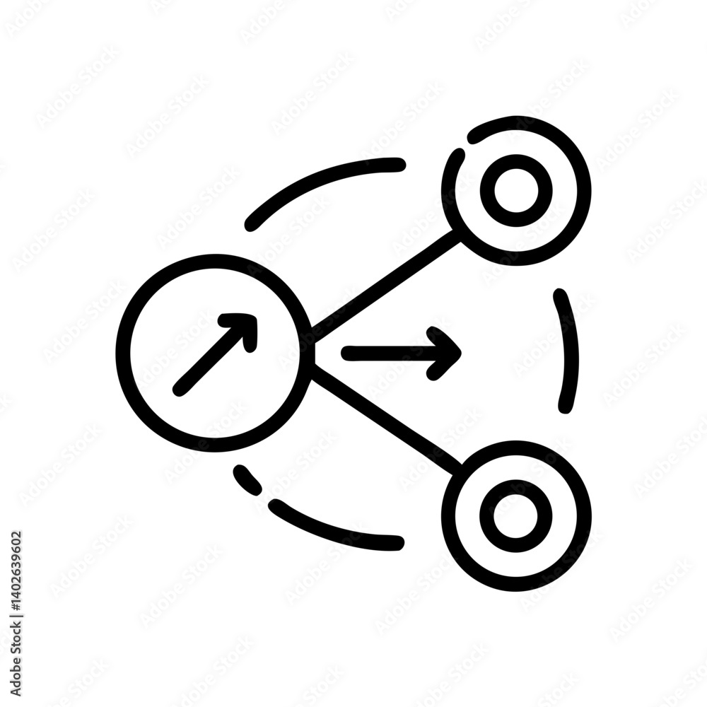 Data sharing and connectivity illustration with arrows in minimalistic style for networking and collaboration Data sharing and connectivity illustration with arrows in minimalistic style for networking and collaboration