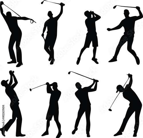 Vector golf man silhouette collection